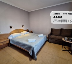 УЛУЧШЕННЫЙ 10 «КОМФОРТ ПЛЮС» С ТЕРРАСОЙ ЧЕТЫРЕХМЕСТНЫЙ НОМЕР С КРОВАТЬ DBL, ДВУСПАЛЬНЫМ ДИВАН НА 2 ЭТАЖЕ в Цитрус