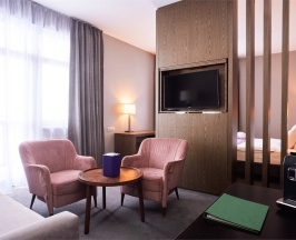 PANORAMA SUITE с одной двуспальной кроватью, видом на горы и диваном-кроватью в гостиной зоне (с 2 балконами) в Green flow