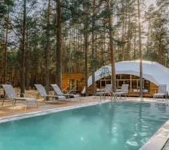 А-фрейм с террасой и купелью в Orsha River Club